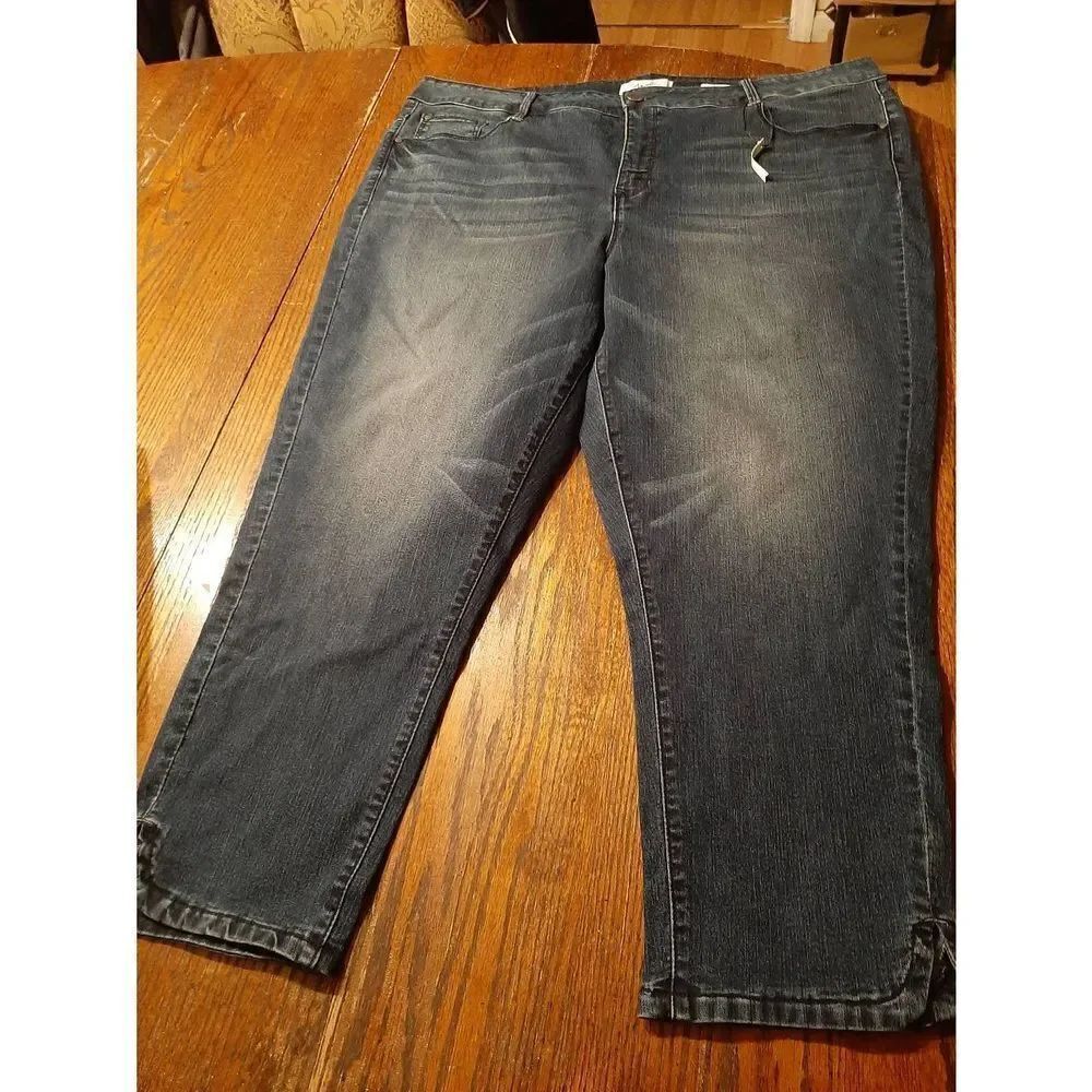 New 24W Angels Forever Young Skinny Crop High Rise Denim Blue Jeans Casual Pants